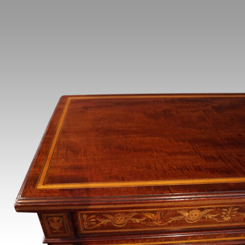 Edwardian inlaid mahogany glazed bookcase banding