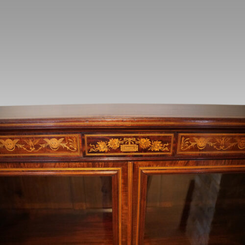 Edwardian inlaid mahogany glazed bookcase frieze