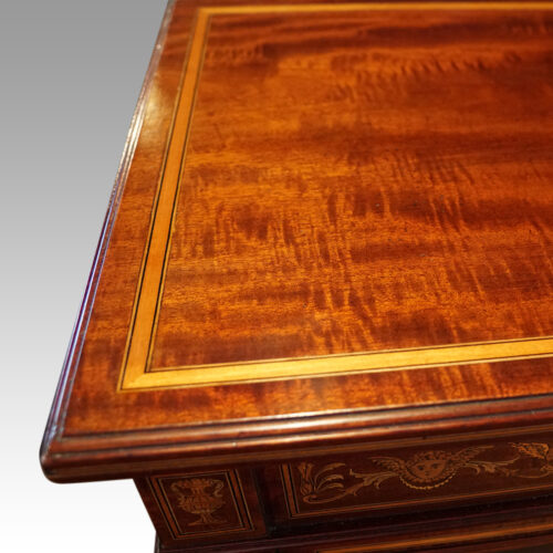 Edwardian inlaid mahogany glazed bookcase top