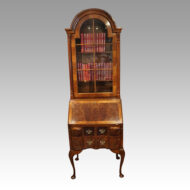 Queen Anne style walnut domed bureau bookcase