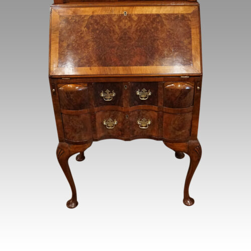 Queen Anne style walnut domed bureau bookcase base