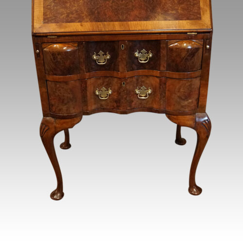 Queen Anne style walnut domed bureau bookcase drawers