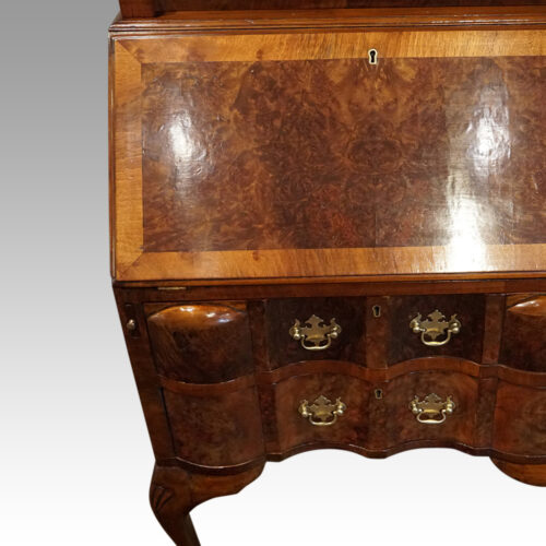 Queen Anne style walnut domed bureau bookcase fall