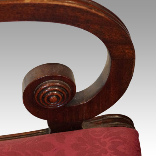 Set of 8 Regency mahogany dining chairs scroll arm