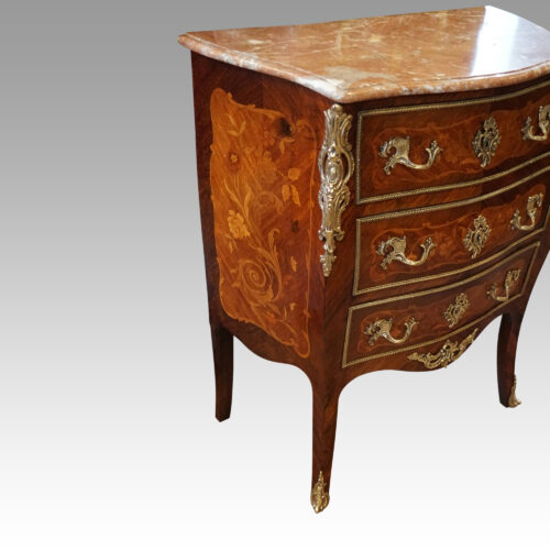 Small Continental marquetry commode angle