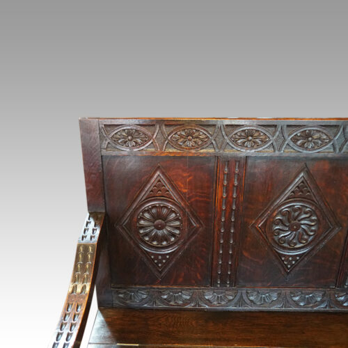 Victorian carved oak settle back