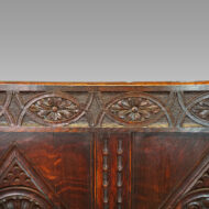 Victorian carved oak settle top rail