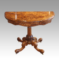 Victorian demi lune walnut card table