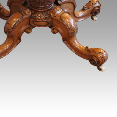 Victorian demi lune walnut card table leg