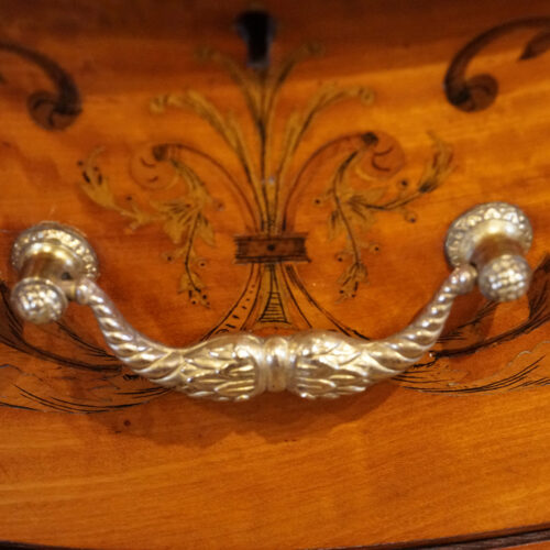 Victorian inlaid Satinwood bon heur du jour desk cast handle