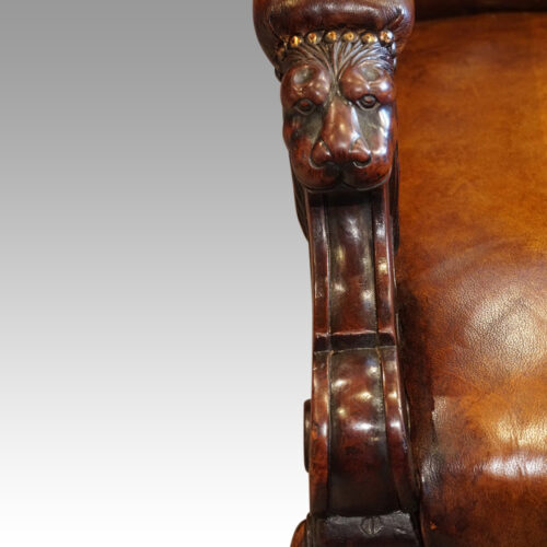 Victorian lions head easy chair arm