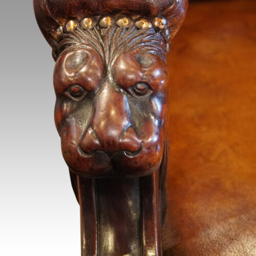 Victorian lions head easy chair carved grip