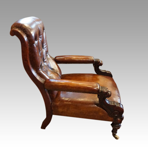 Victorian lions head easy chair side