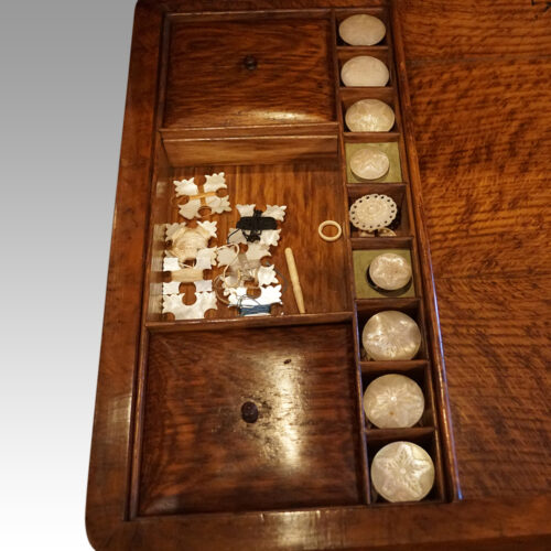 Victorian pollard oak work-table interior detail