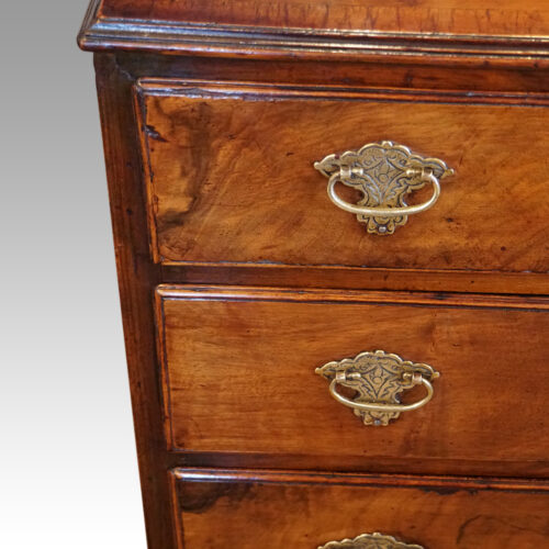 Walnut Queen Anne style small chest drawer detail
