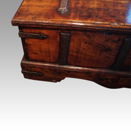 Antique iron bound merchants chest corner
