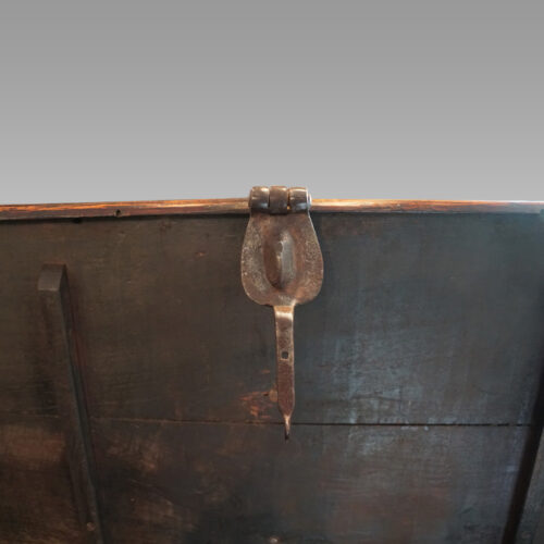 Antique iron bound merchants chest hasp