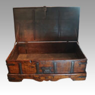 Antique iron bound merchants chest interior