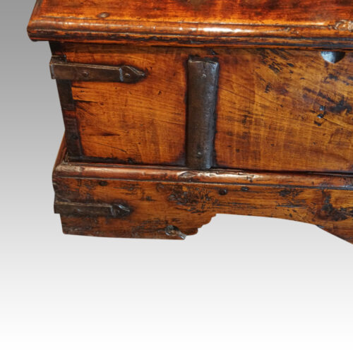 Antique iron bound merchants chest iron strap