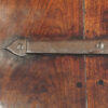 Antique iron bound merchants chest iron strap top