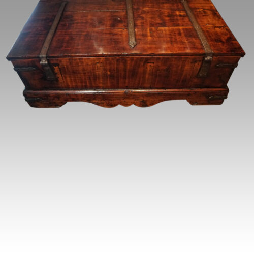Antique iron bound merchants chest rear