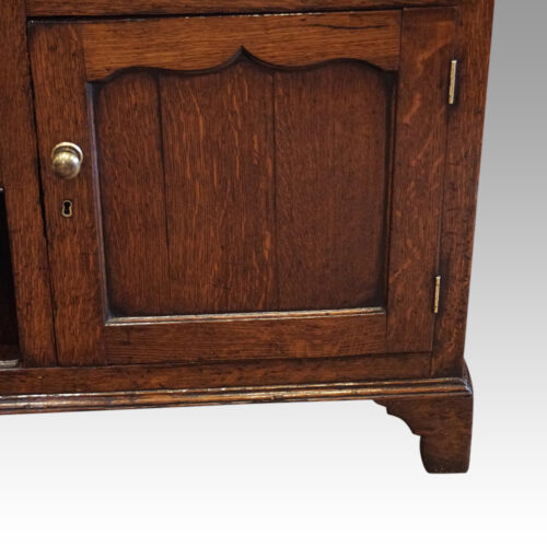 Antique oak dog kennel dresser door detail