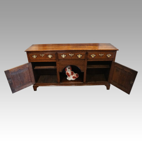 Antique oak dog kennel dresser doors open