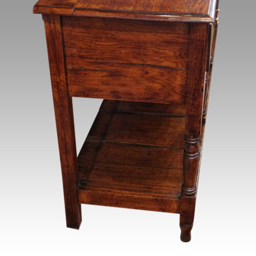 Antique oak turned leg pot board dresser end