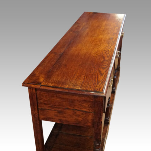 Antique oak turned leg pot board dresser top