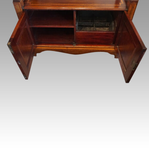 Edwardian inlaid mahogany dumb waiter cupboard interior