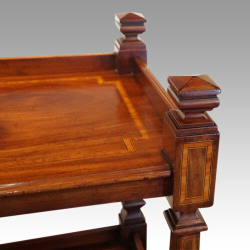 Edwardian inlaid mahogany dumb waiter finial