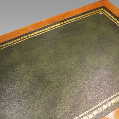 Edwardian walnut pedestal desk leather