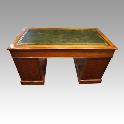 Edwardian walnut pedestal desk rear