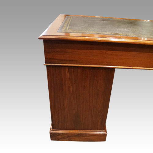 Edwardian walnut pedestal desk rear side