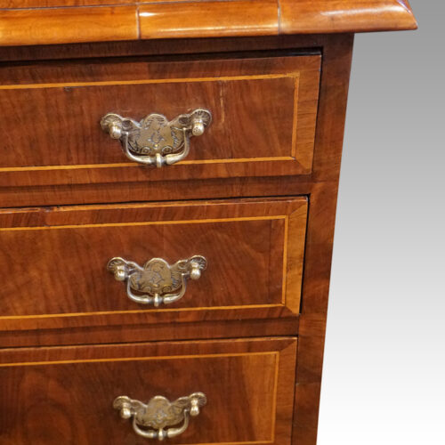George V walnut bedside chest handle