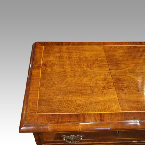 George V walnut bedside chest top corner