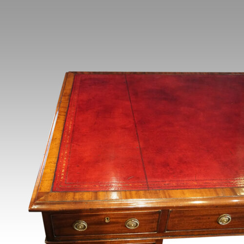 Georgian mahogany partners desk leather detail