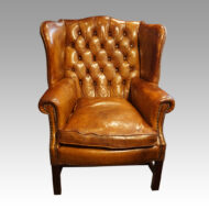 Leather button back wingchair