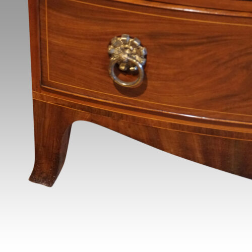 Regency mahogany bow front chest splay leg