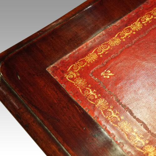 Victorian mahogany pedestal desk detail tooling