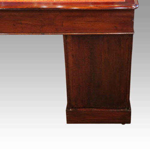 Victorian mahogany pedestal desk rear panel 1