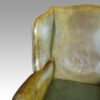 Edwardian green leather wing chair rear wing