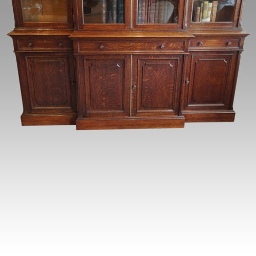 Edwardian oak breakfront bookcase base