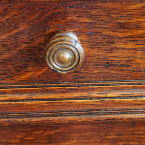 Edwardian oak breakfront bookcase drawer knob
