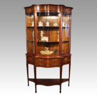 Edwardian serpentine inlaid display cabinet
