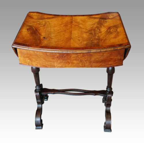 Edwardian walnut kidney shaped side table rear