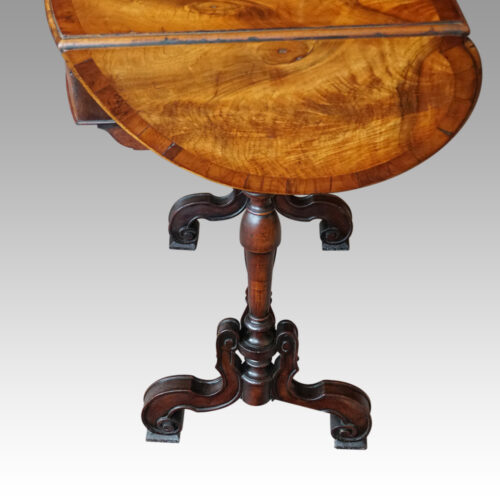 Edwardian walnut kidney shaped side table side flap