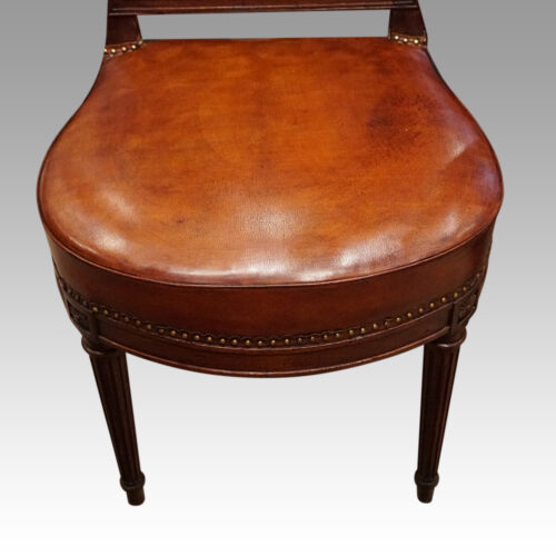 Set of 8 Edwardian mahogany lattice back chairs seat