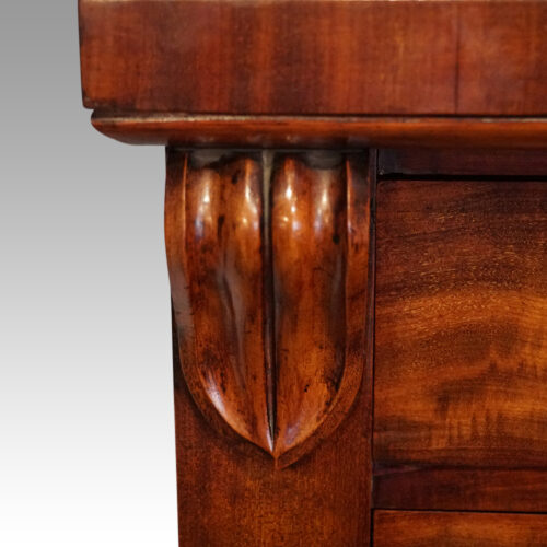 Victorian mahogany Wellington chest carving