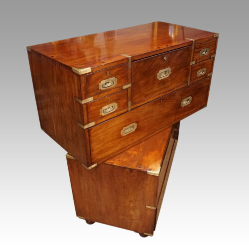Victorian secretaire campaign chest 2 parts